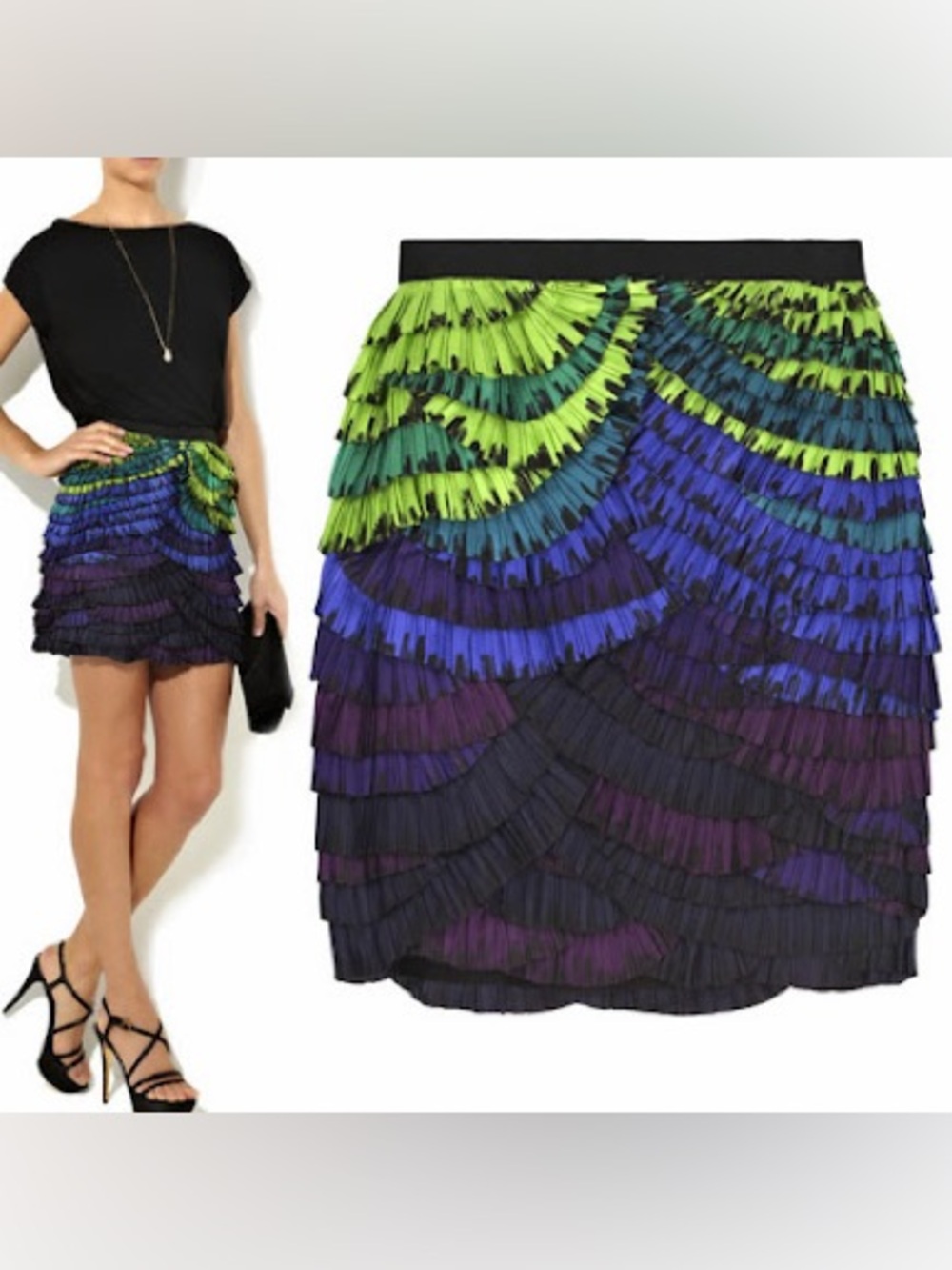 Diane von Furstenberg (DVF) Paulita Ruffled Mini Skirt.